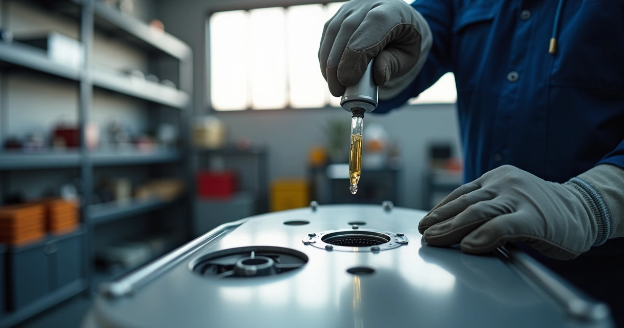 Aplicação de teste de fluido em peça automotiva