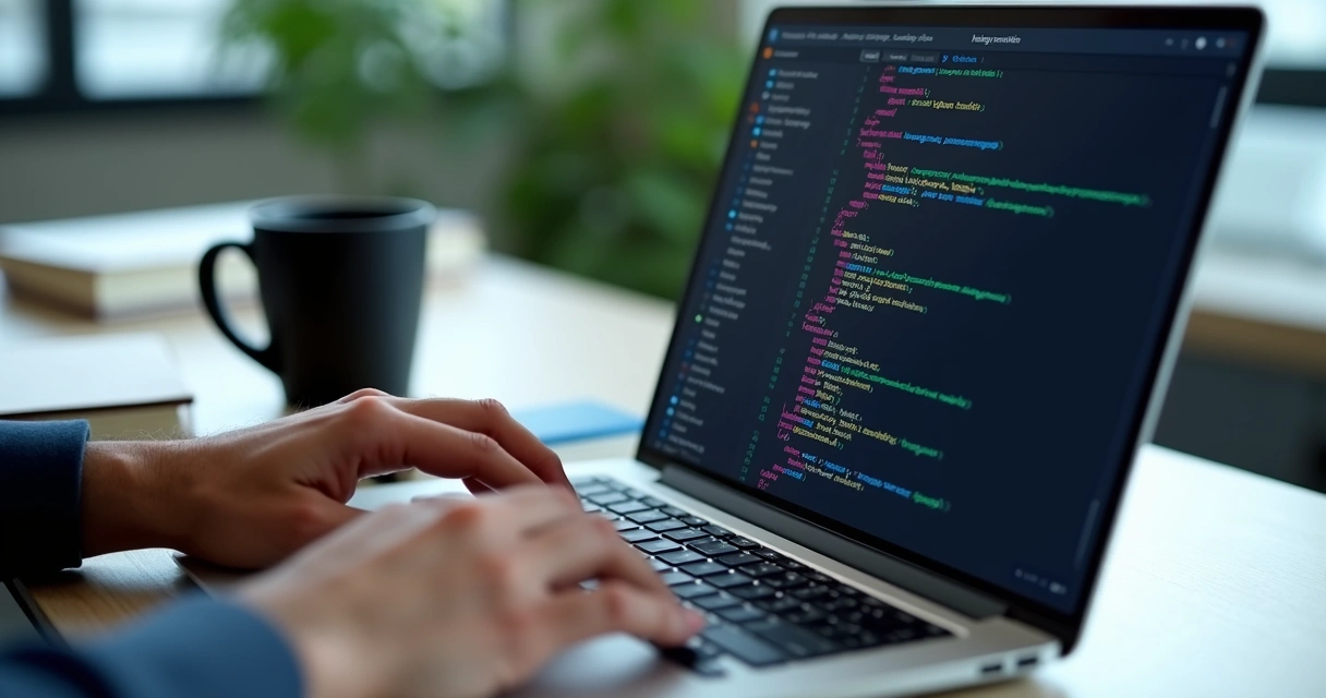 Desenvolvedor testando integração de API fiscal em notebook com código aberto 
