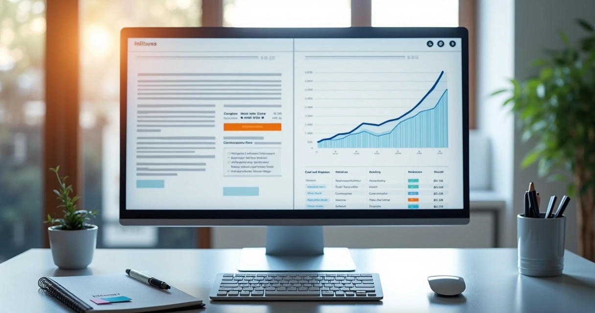 Dashboard com duas versões de landing page lado a lado e gráfico de conversão crescente 