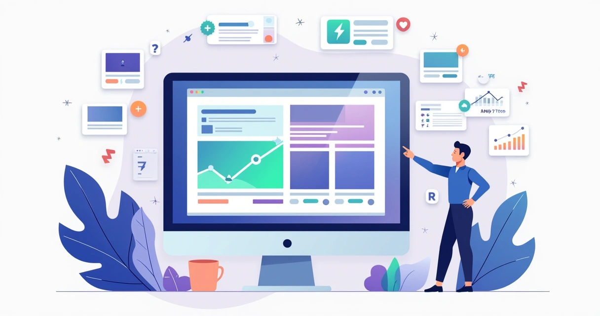 Painel com variações de landing page comparadas em teste multivariado 