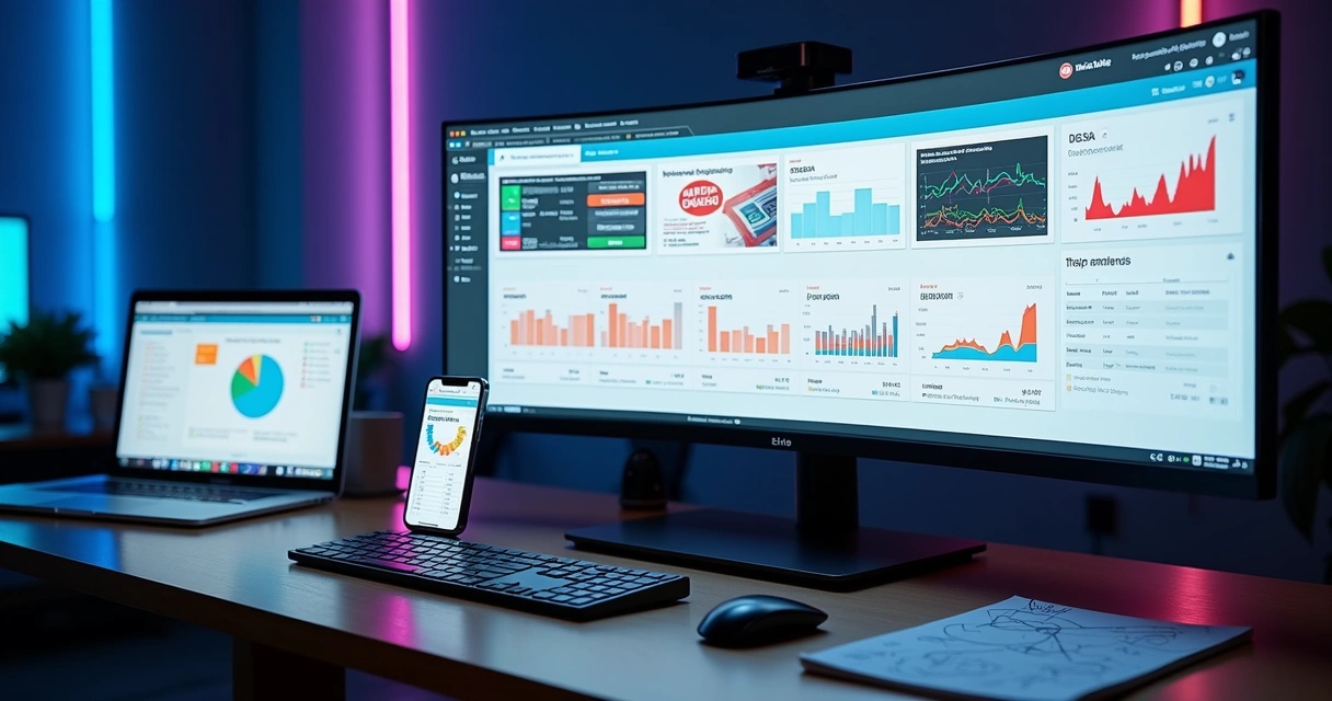 Painel com múltiplas landing pages em telas diferentes 