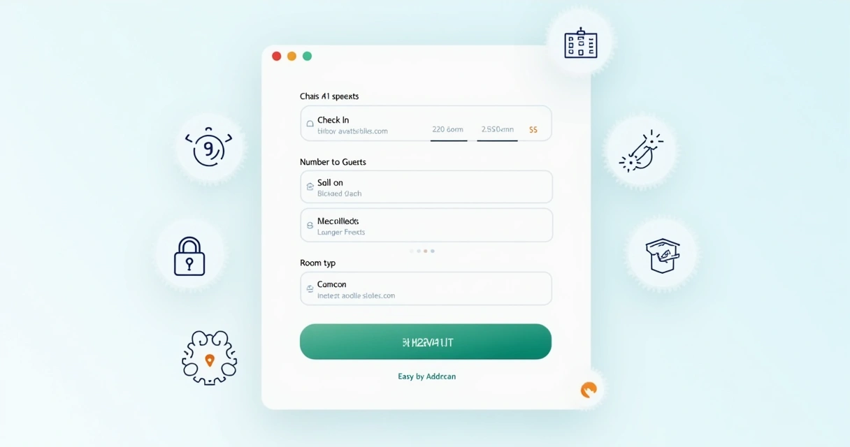 Formulário de reserva de hotel simples com poucos campos em tela limpa 