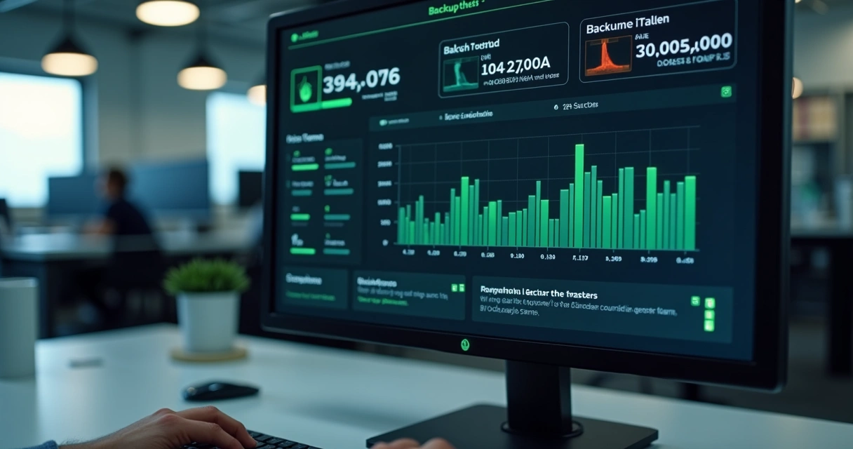 Painel de teste de restauração de backup em interface digital 