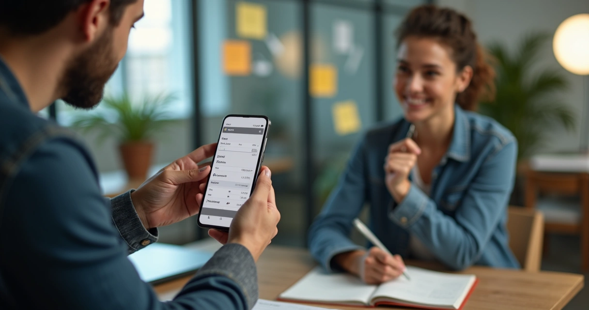 Prototipo de app em teste em smartphone 