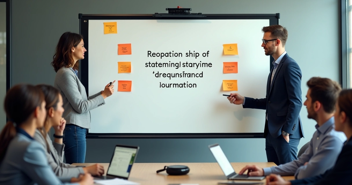 Teste da proposta de valor com clientes e equipe em quadro branco 