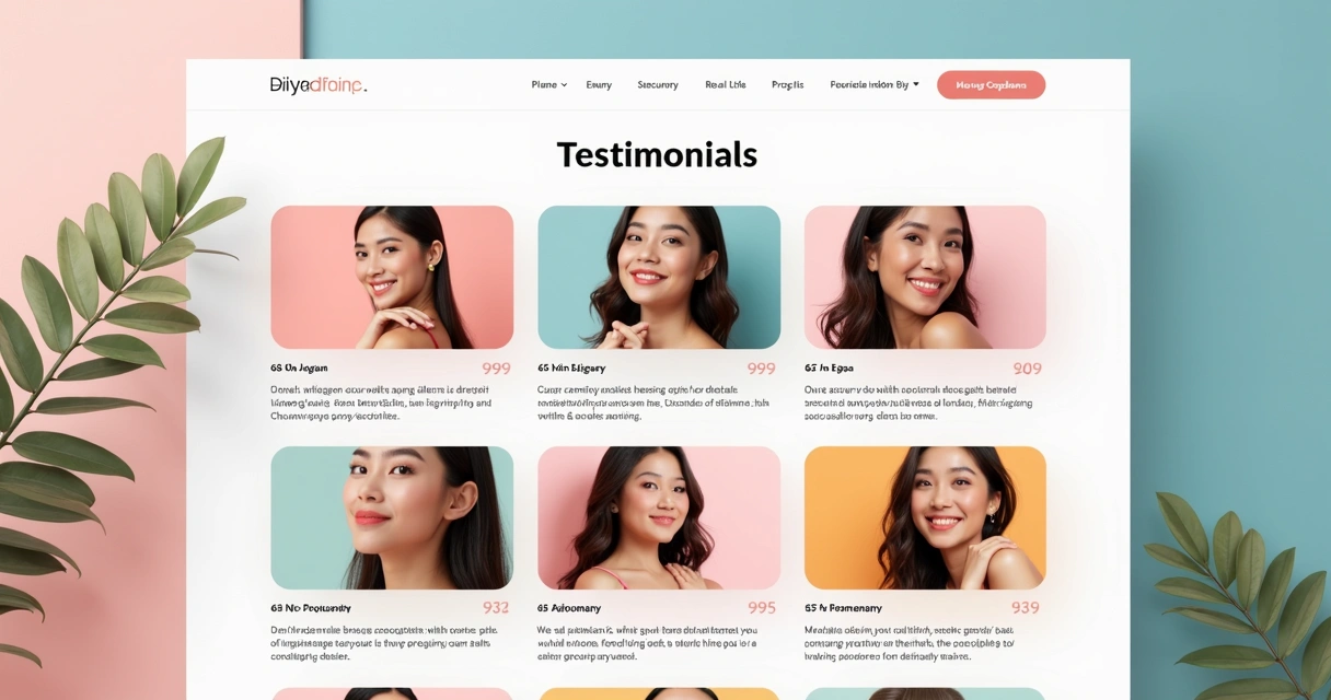 Página de site com depoimentos de várias mulheres em destaque