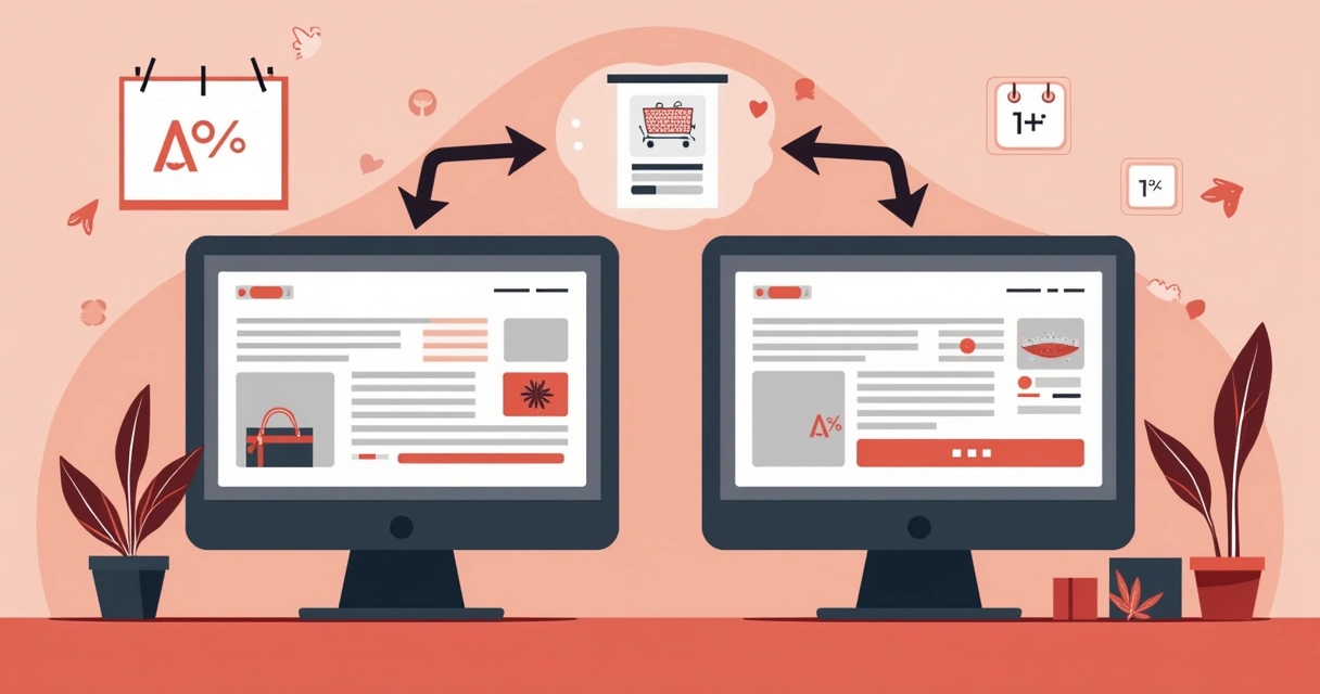 Ilustração de testes A/B em landing page de Black Friday 