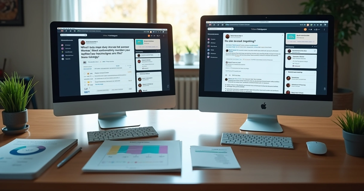 Testes A/B em posts de redes sociais, gráficos de desempenho na tela 