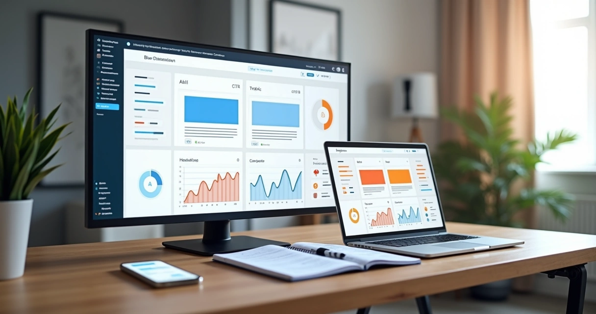 Tela de computador com teste A/B em um blog mostrando duas versões de página lado a lado 