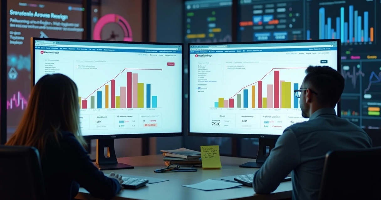 A/B testing em site com gráficos de conversão 