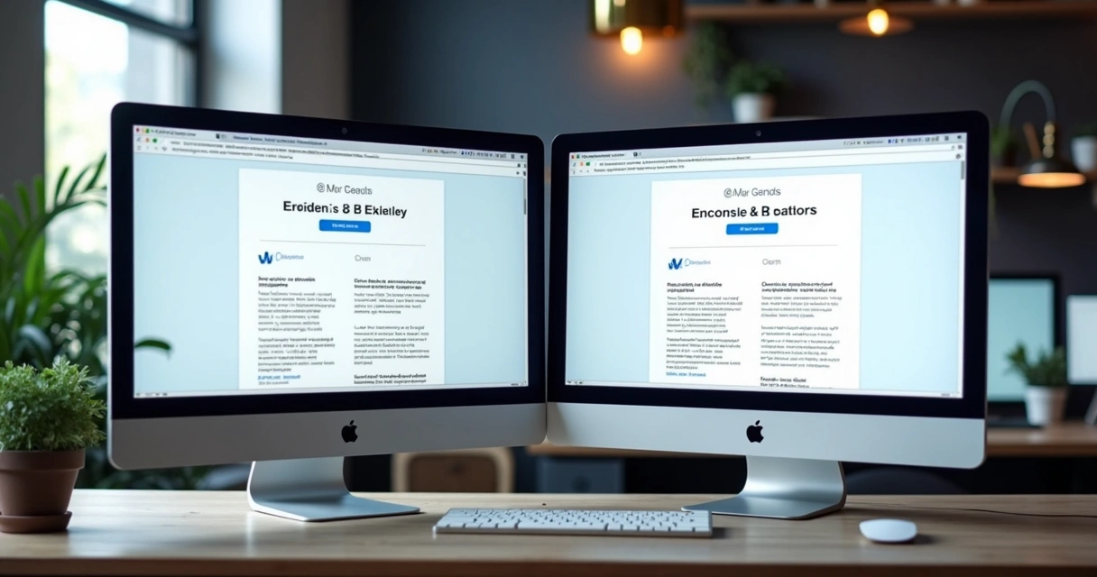Comparativo visual entre duas versões de email para teste A/B 