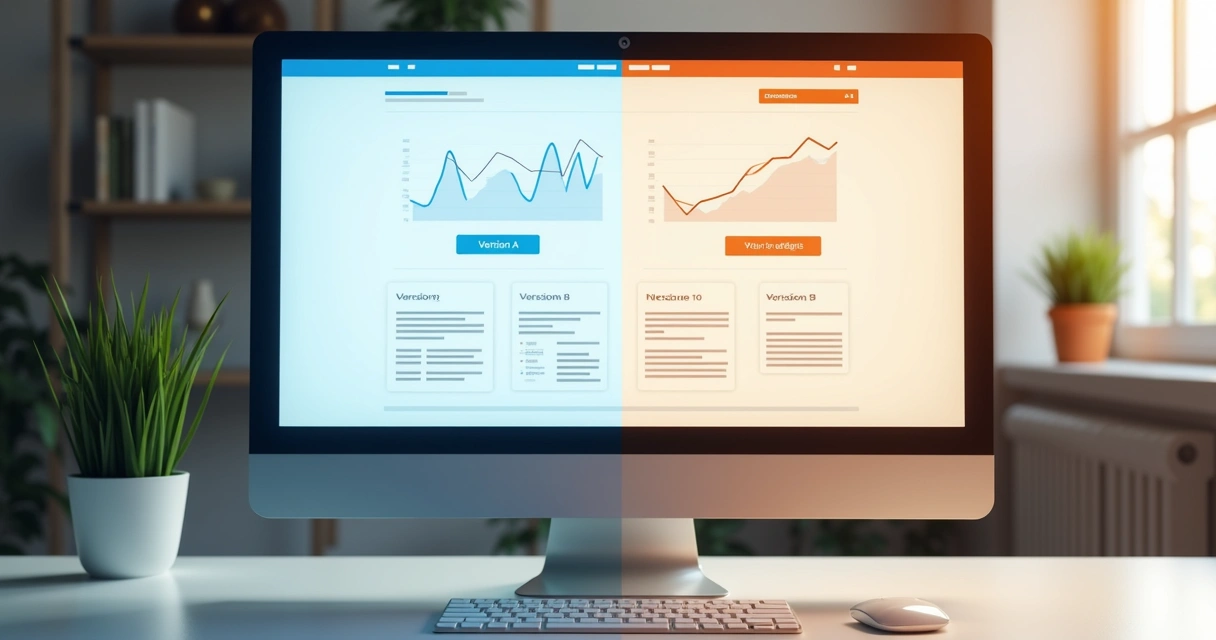 Dois designs de landing pages lado a lado para teste A/B