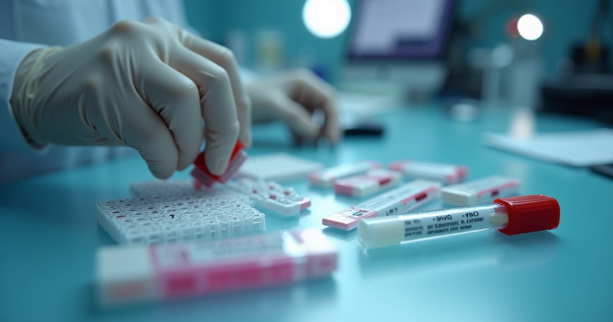 Exames laboratoriais de HIV sobre a mesa