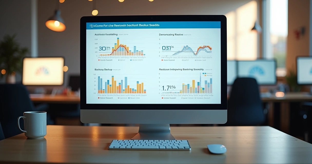 Painel com gráficos de performance de restauração de backup 