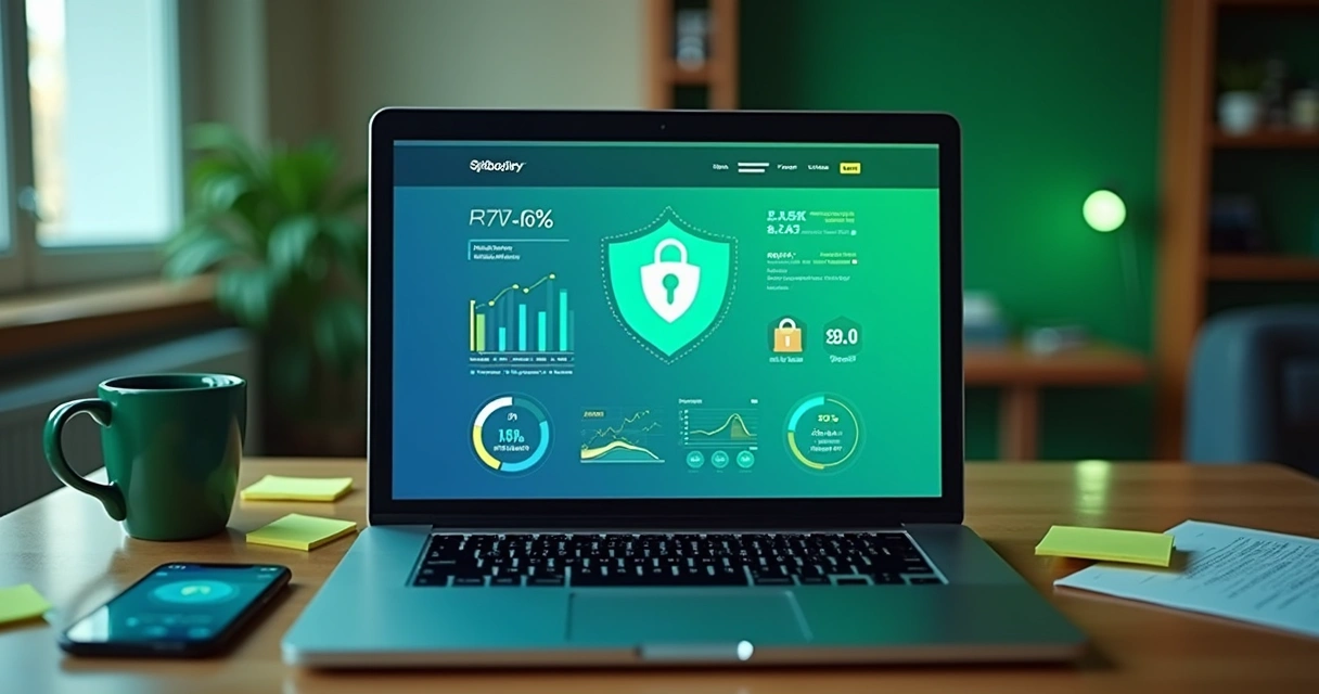 Analyzing website performance and security with graphs on screen 