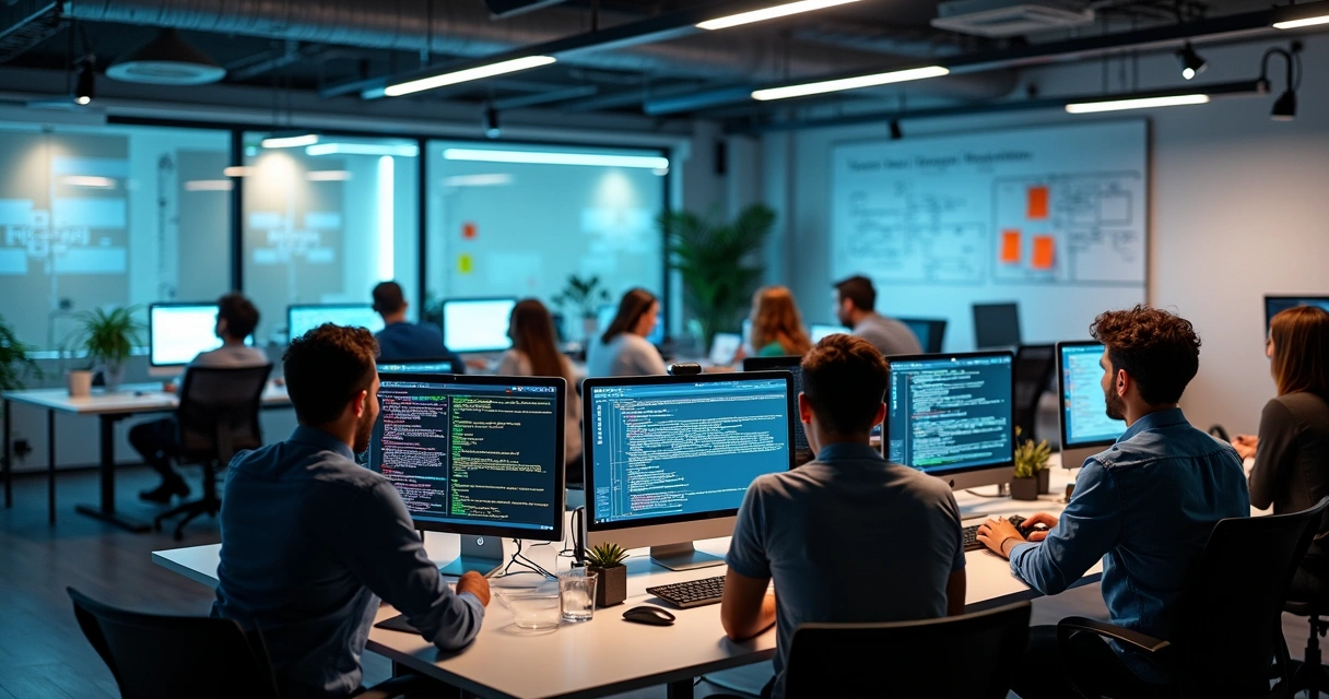 Equipe executando testes automatizados em um sistema 