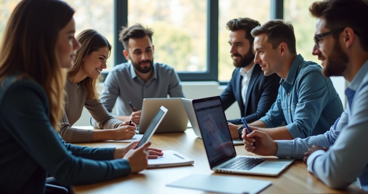 Profissionais testando usabilidade de site em grupo 