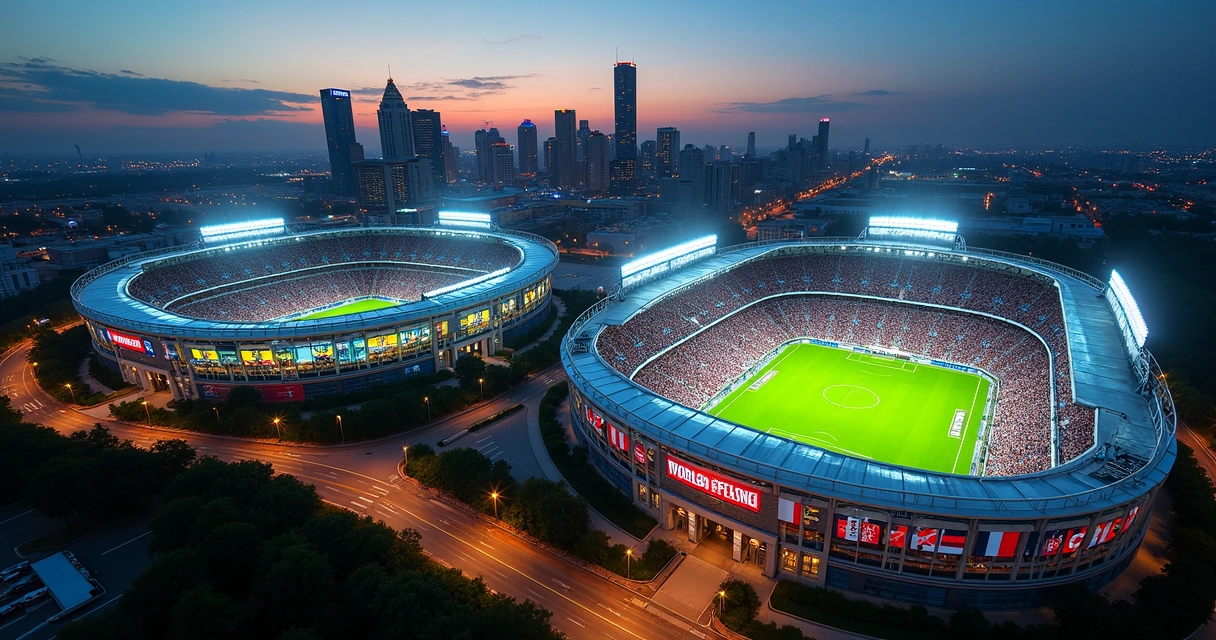 Wide view of Dallas and Houston stadiums prepared for World Cup matches