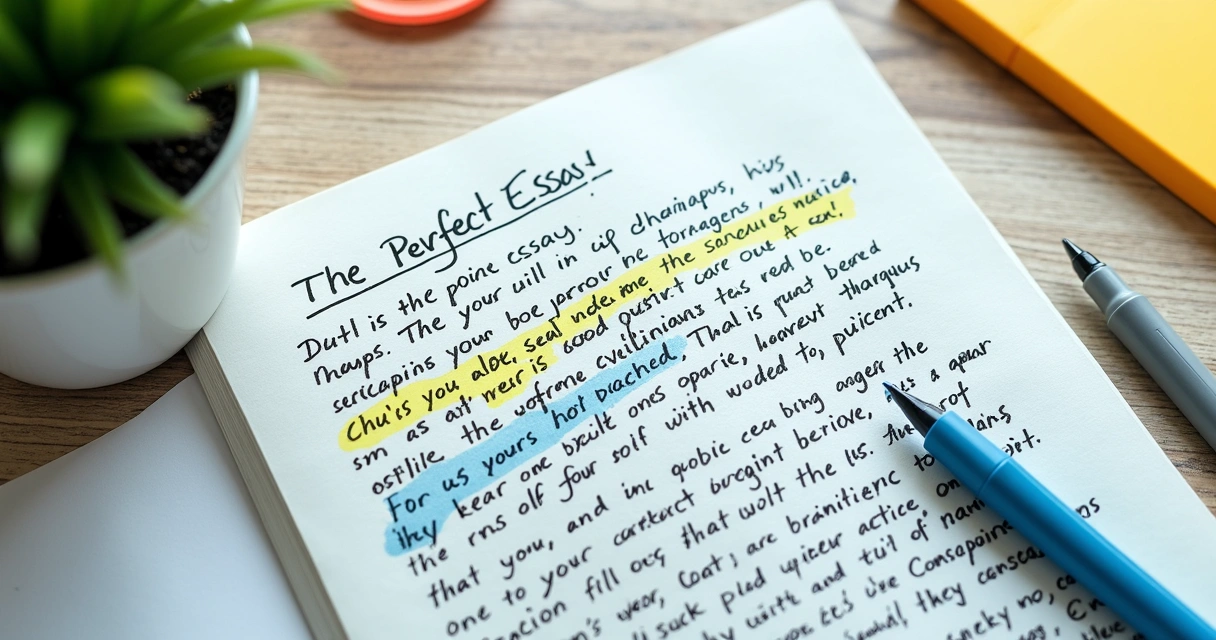 Redação impressa destacando trechos e notas laterais