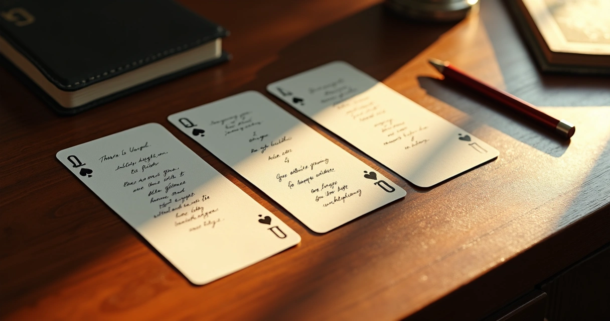 Three-card spread with notes beside cards 