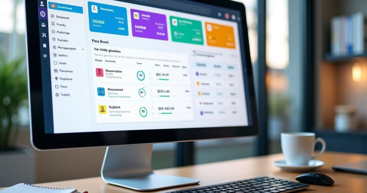 Painel de gestão de tickets de TI em monitor de computador.