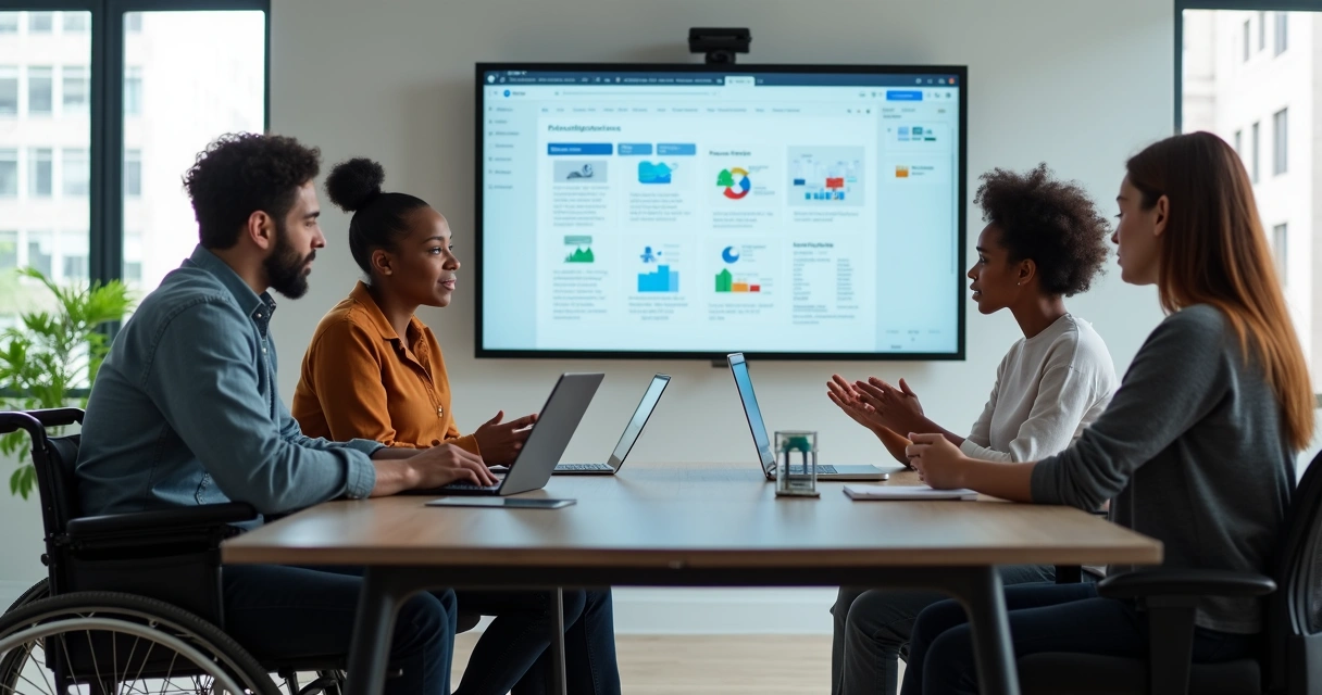 Reunião sobre acessibilidade digital entre colegas 