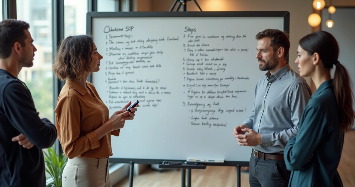 Equipe de PME aprendendo SOP na prática 