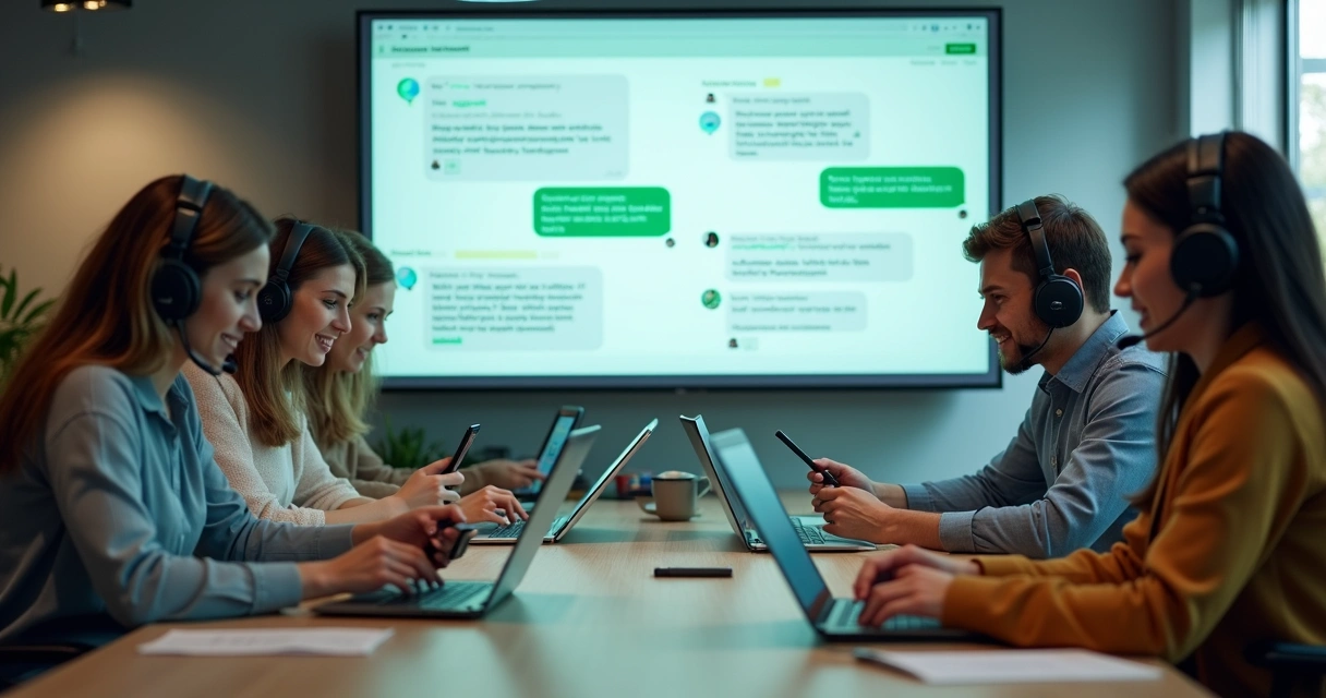 Equipe de atendimento remoto conversando pelo WhatsApp 