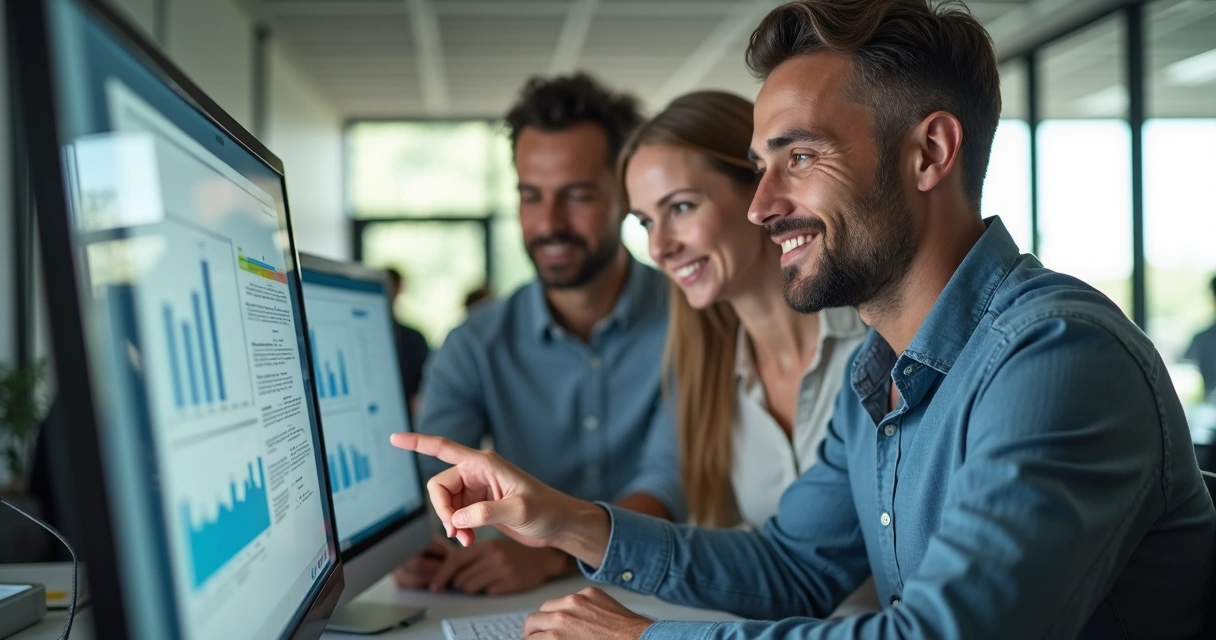 Equipe de escritório satisfeita após implementar automação fiscal 