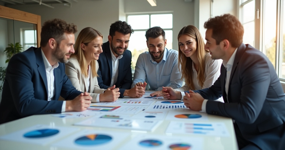 Equipe de corretores autônomos comemorando crescimento nas vendas 