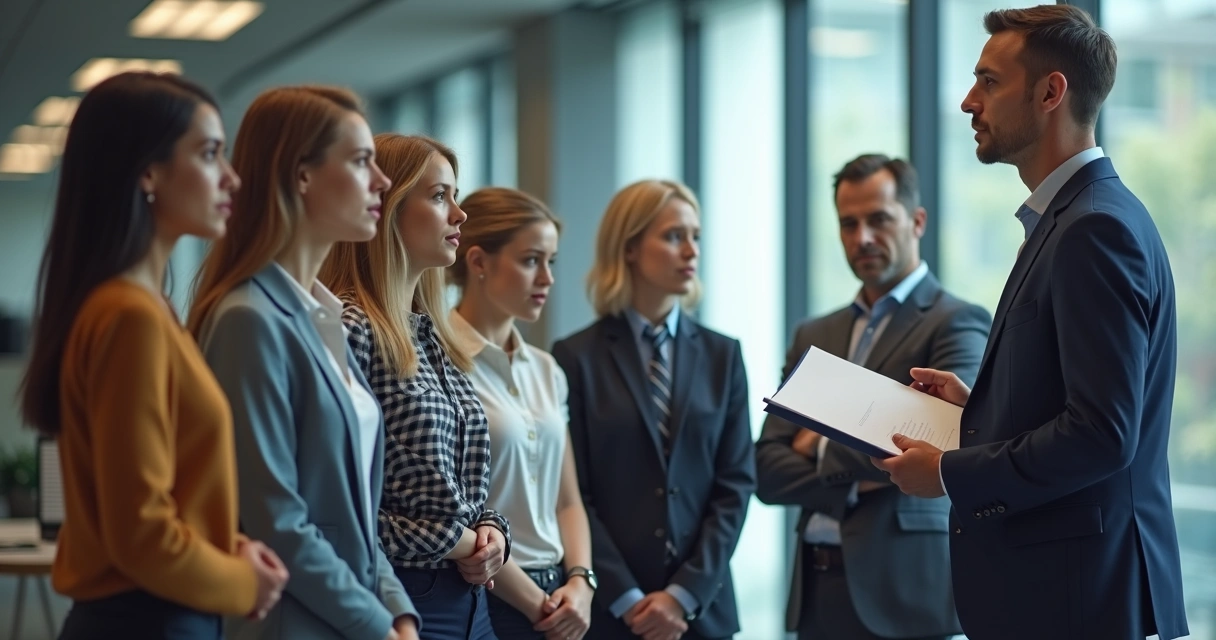 Equipe de trabalho esperando aprovação de líder