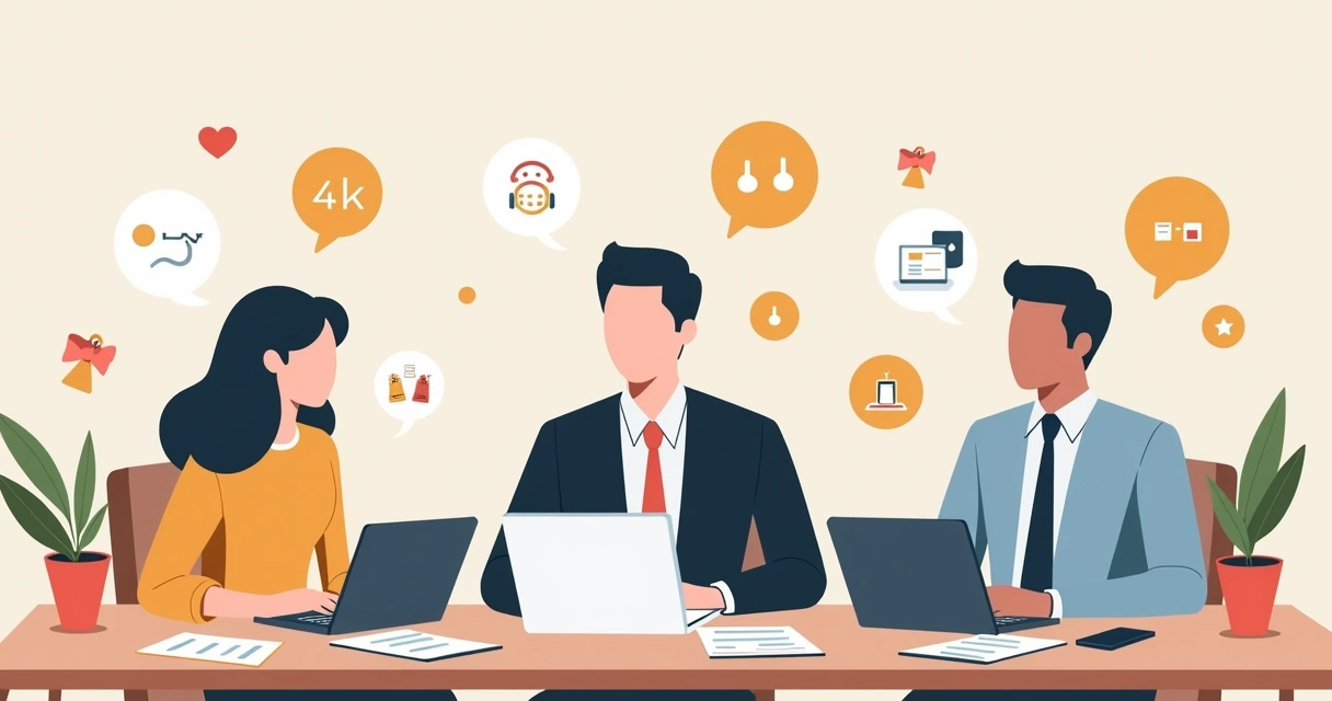 Equipe de campanha política postando manualmente em redes sociais 