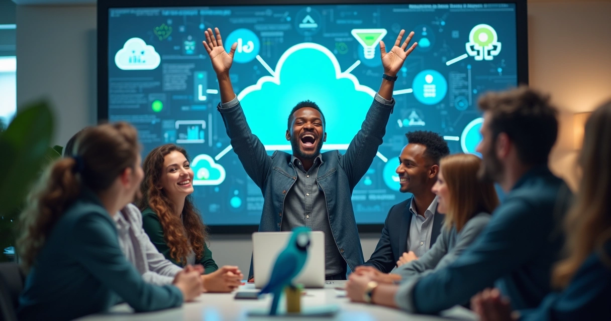 Equipe comemorando implantação de tecnologia inovadora 