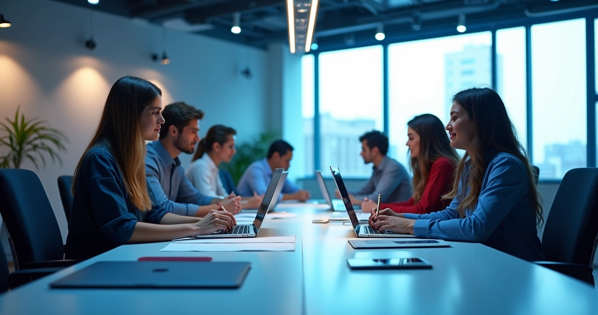 Equipe colaborando para criar stack digital de vendas 