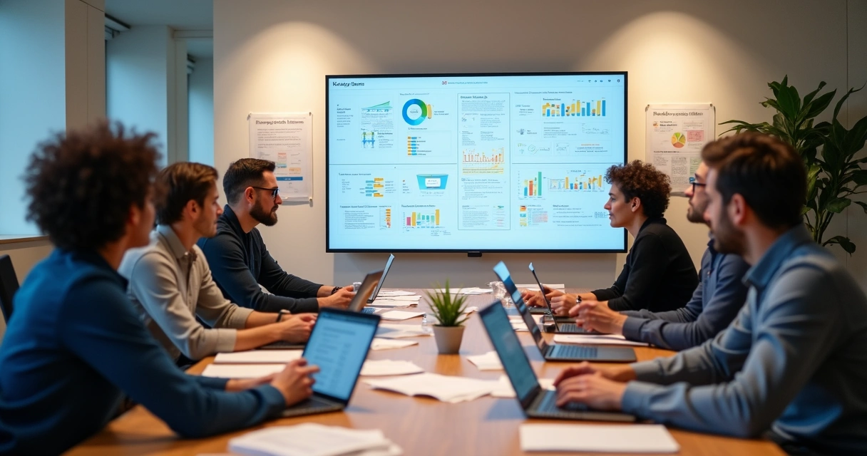 Equipe de SaaS reunida para brainstorming colaborativo 