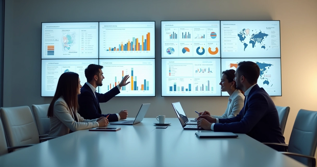 Time comercial usando dashboards de inteligência de dados para prospecção 