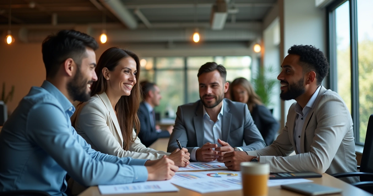 Contadores colaborando em escritório moderno 