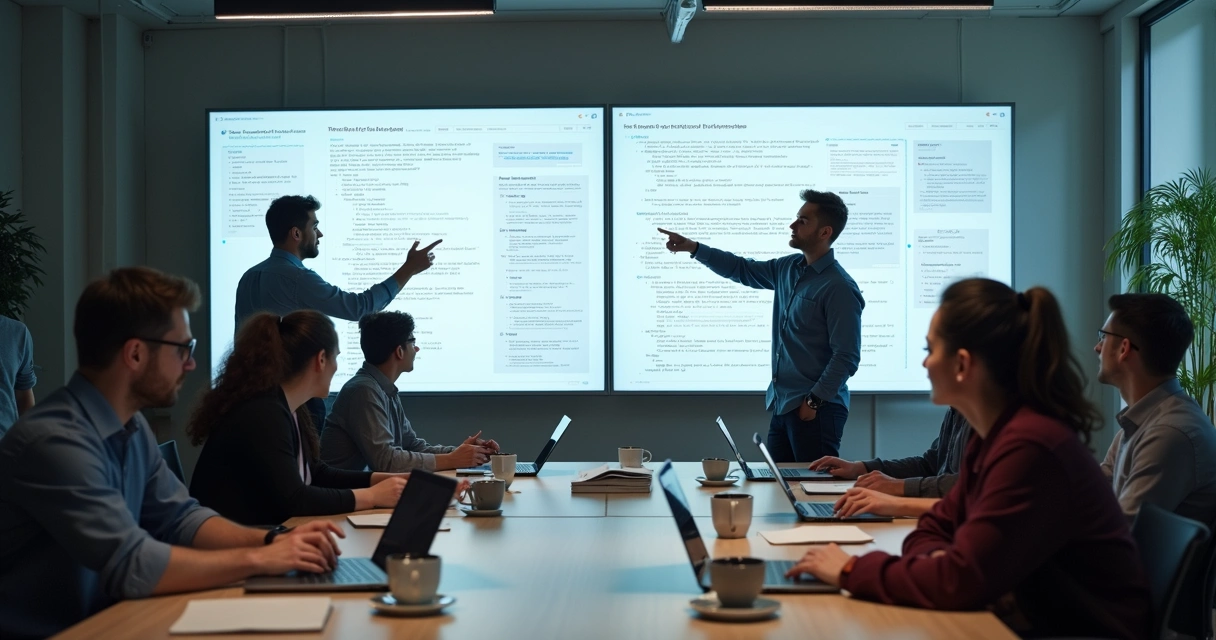 Equipe de tecnologia discutindo integração