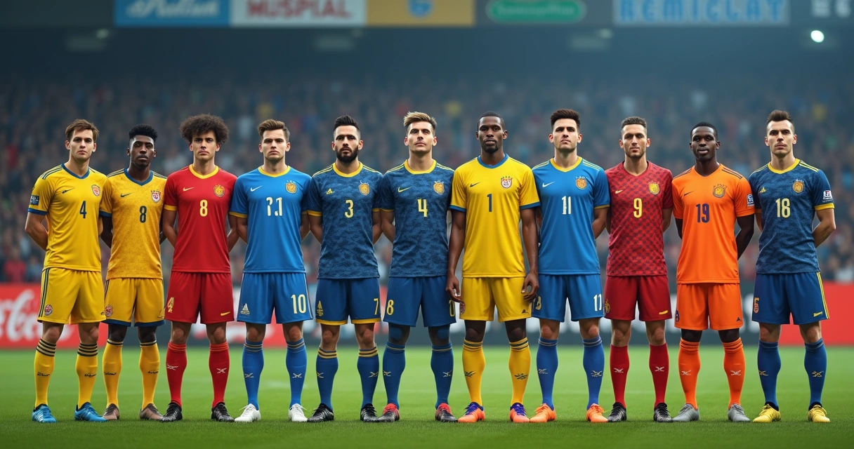 Equipe de futebol usando uniformes personalizados em campo 