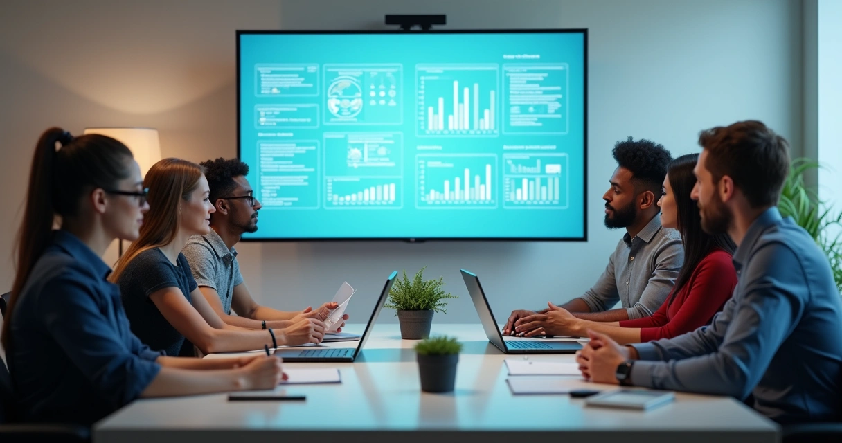 Equipe digital trabalhando estratégias de IA com ética 