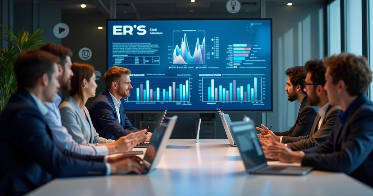 Equipe de especialistas em ERP discutindo soluções para o varejo