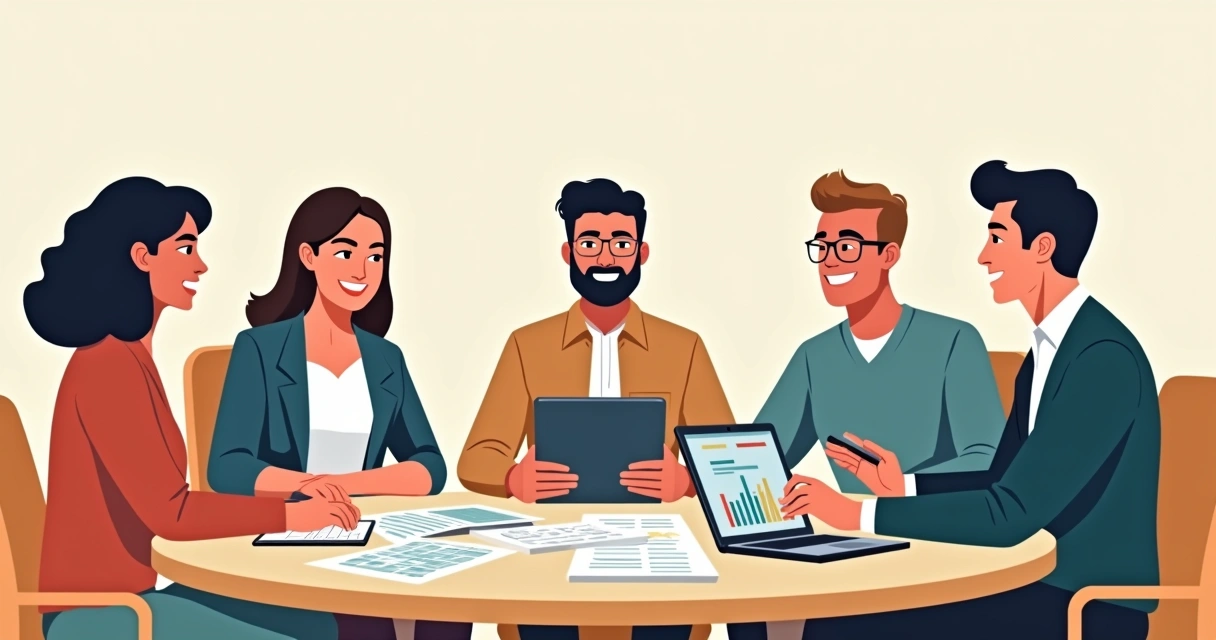 Equipe de diferentes setores reunida para integração fiscal