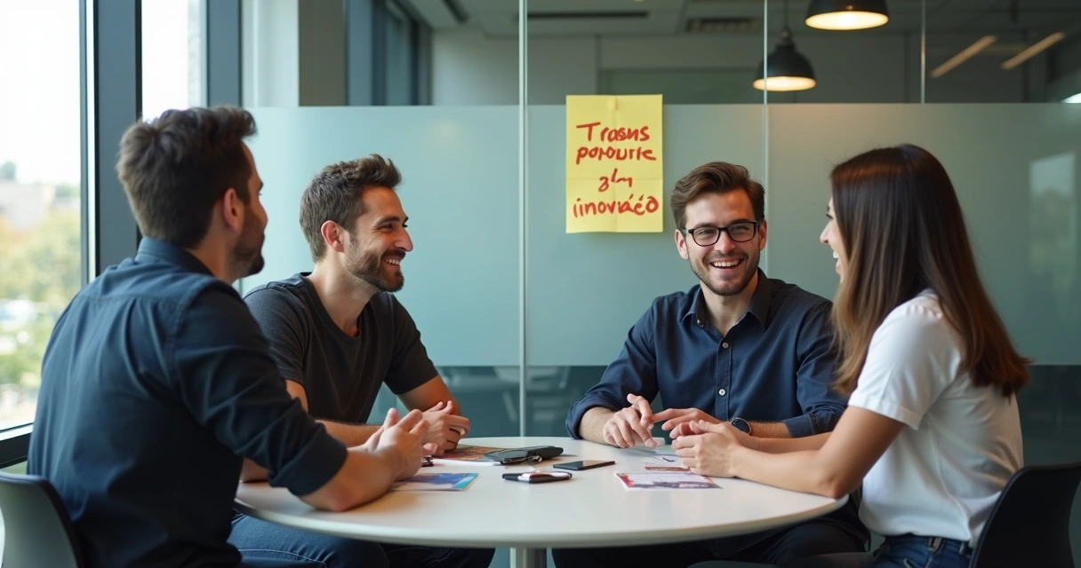 Sócios de startup em reunião com clima de alinhamento e confiança 