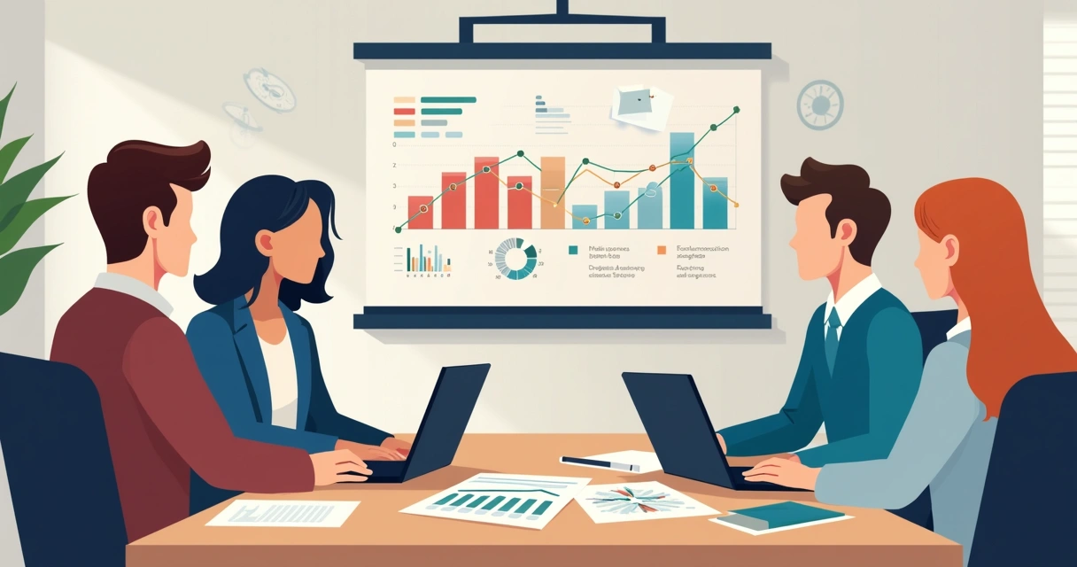 Equipe discutindo análise de custos com IA 