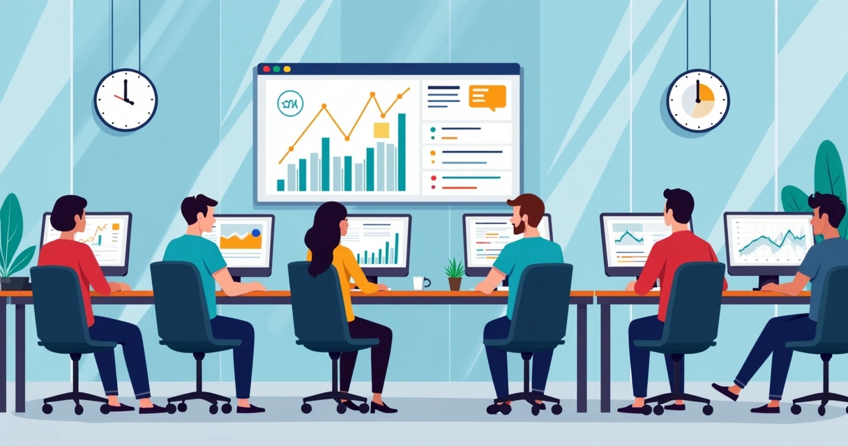 Equipe internacional colaborando em dashboard do Wrike em tela ampla 