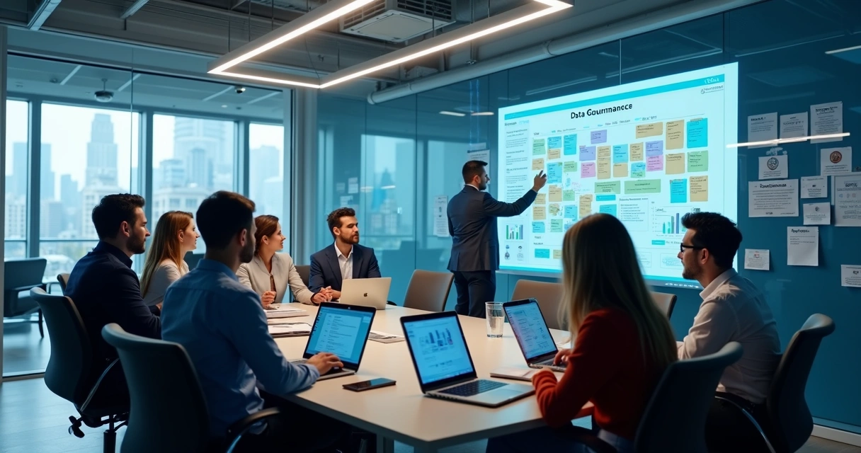 Equipe definindo governança e produtos de dados 