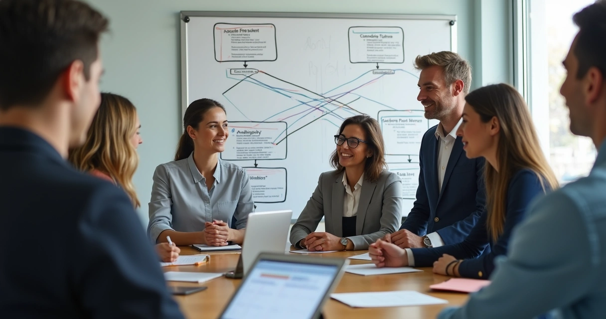 Equipe jurídica e administrativa cooperando em instituição de ensino 