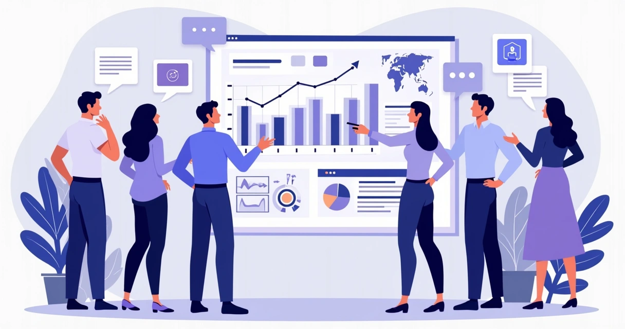 Equipe analisando diferentes táticas de comissão em um dashboard de parcerias 
