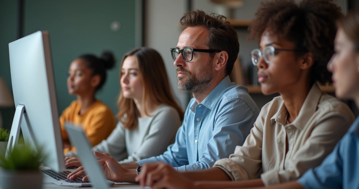 Equipe em reunião virtual em tela dividida