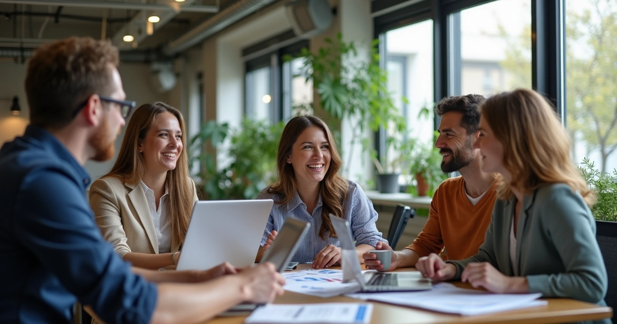 Equipe reunida discutindo estratégias de atendimento ao cliente 